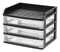 IRIS USA Medium 3-Drawer Desktop Organizer with Open Tray Top, for Office, School, Stationary, Makeup Organizer, Bathroom, Utility, Medical Supplies, Desk Organizer, Versatile Storage, Black